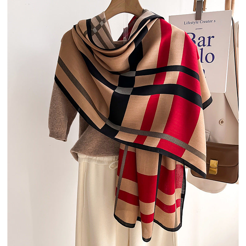 Luxuriously Soft Shawl Scarf Gorgeous Plaid Design Affordable Luxury Style Shawl