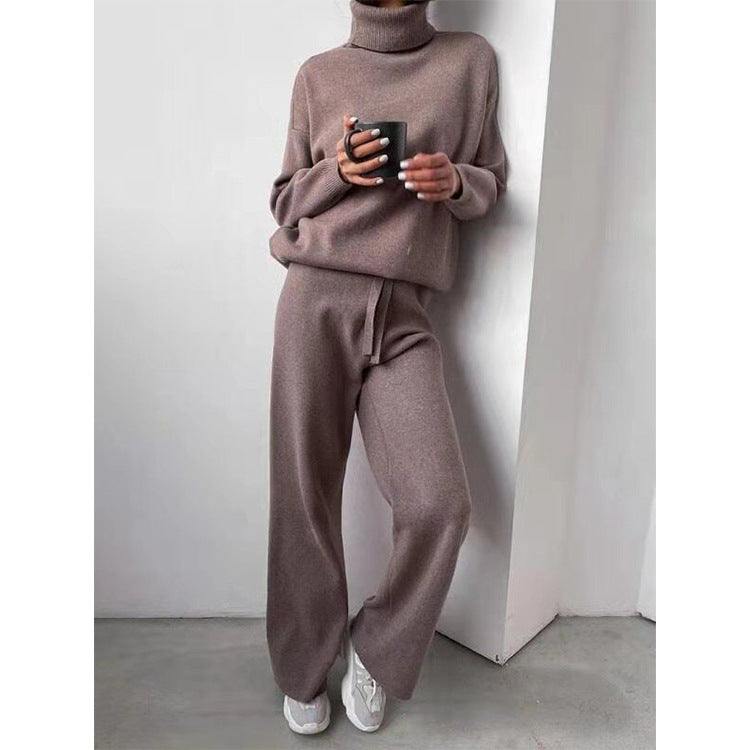 Turtleneck Sweater And Drawstring Straight Pants 2 [piece set for women super soft casual ladies wear