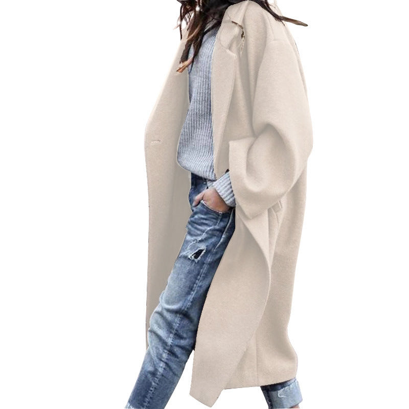 Casual Long Jacket With Pockets Single Breasted Lapel Coat Warm Winter 9 colors Sizes S-3XL