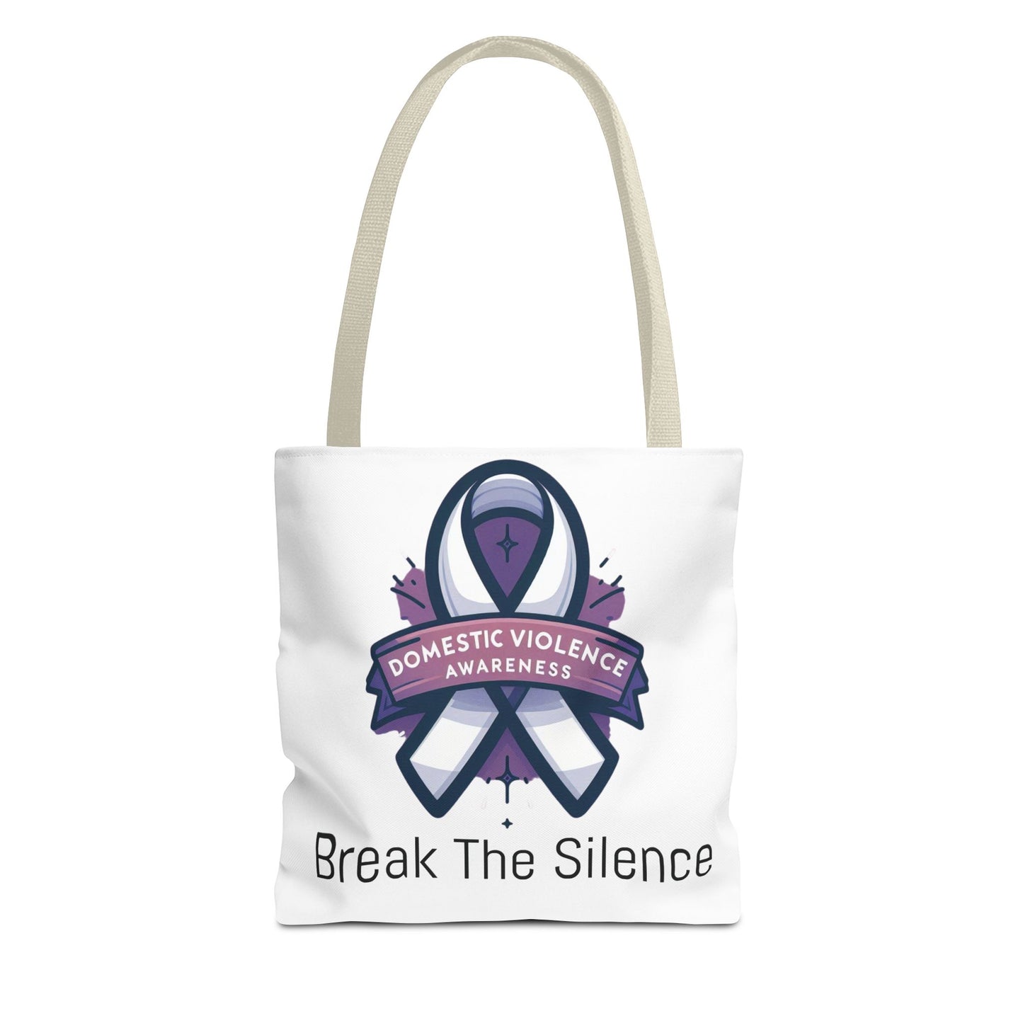 Domestic Violence Awareness Break The Silence Tote Bag 100% polyester All Over Print Medium Weight High Quality Fabric