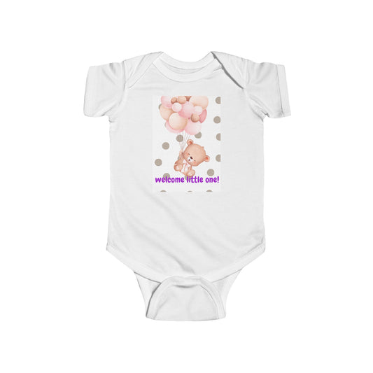 WELCOME LITTLE ONE Personalized Infant Fine Jersey Bodysuit sizes 6M-24M