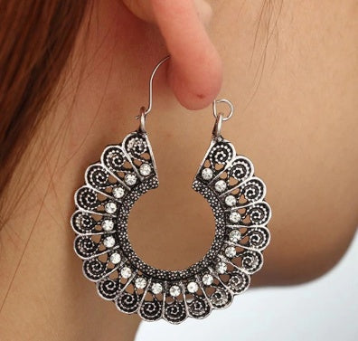 Bohemian Hoop Earrings Dangle Large Round Intricate 7 styles