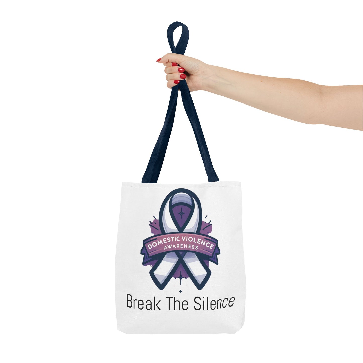 Domestic Violence Awareness Break The Silence Tote Bag 100% polyester All Over Print Medium Weight High Quality Fabric