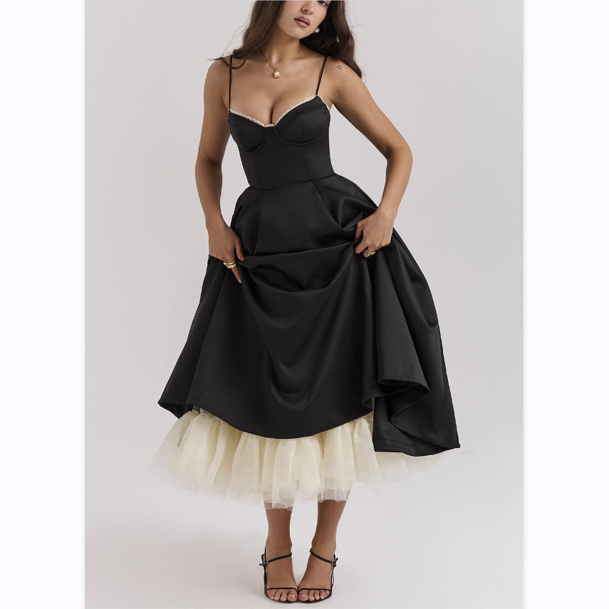 Women's Sweetheart Neckline Sleeveless Dress Tulle Llined Skirt Beautiful Feminine Perfect for Weddings, Formals, Proms, Social Events