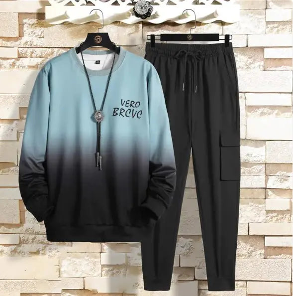 Men Ombnre 2 Pc Sweatshirt and Jogger Pants Set Relaxed Fit Ankle Strap  5 colors Sizes M-5XL