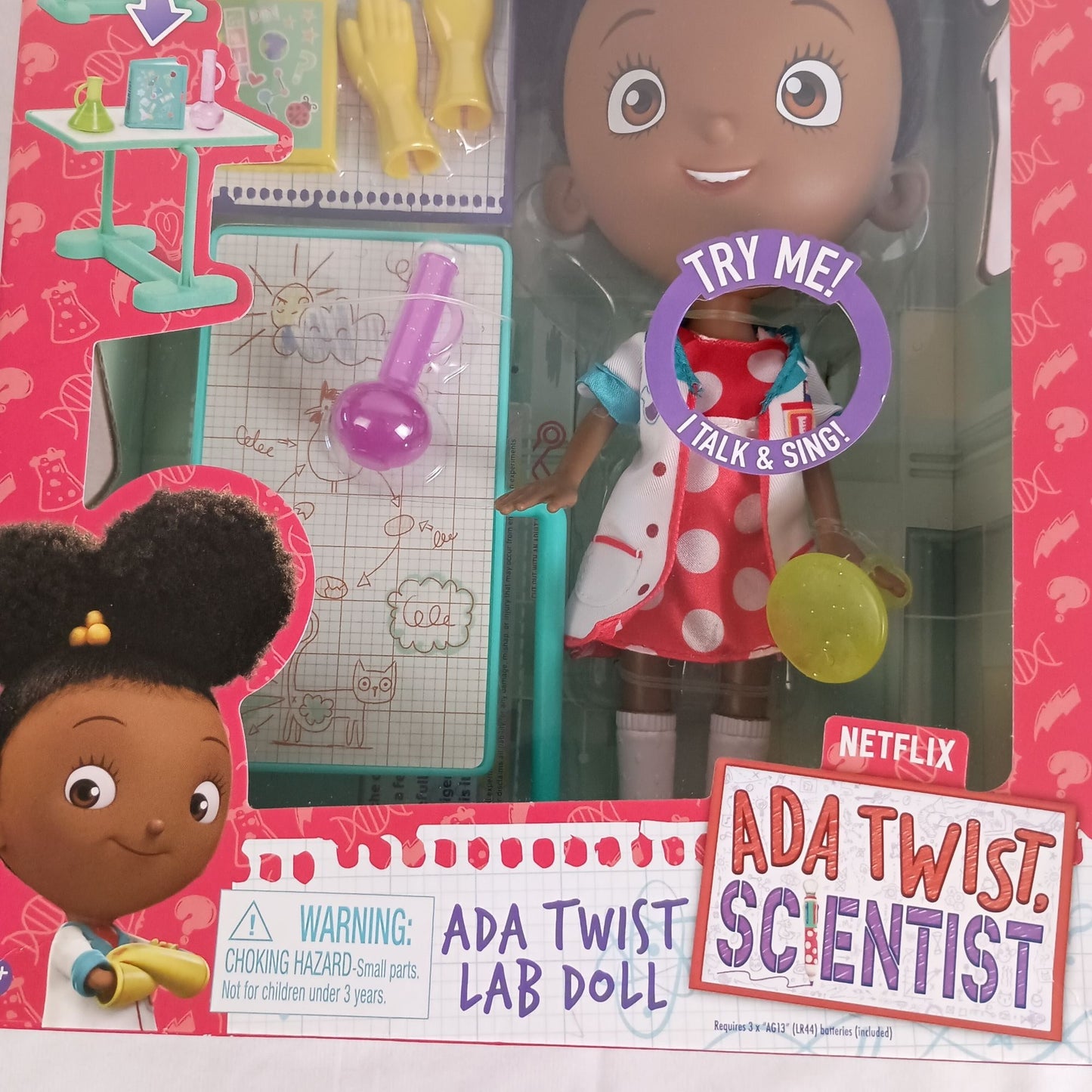 Just Play Ada Twist Scientist 12.5" Interactive Doll Lab Accessories Talks Sings New