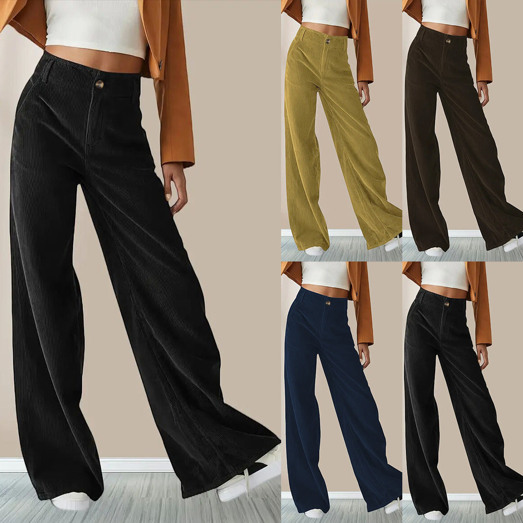 High Waist Drooping Slimming Casual Straight Pants Women's Trousers