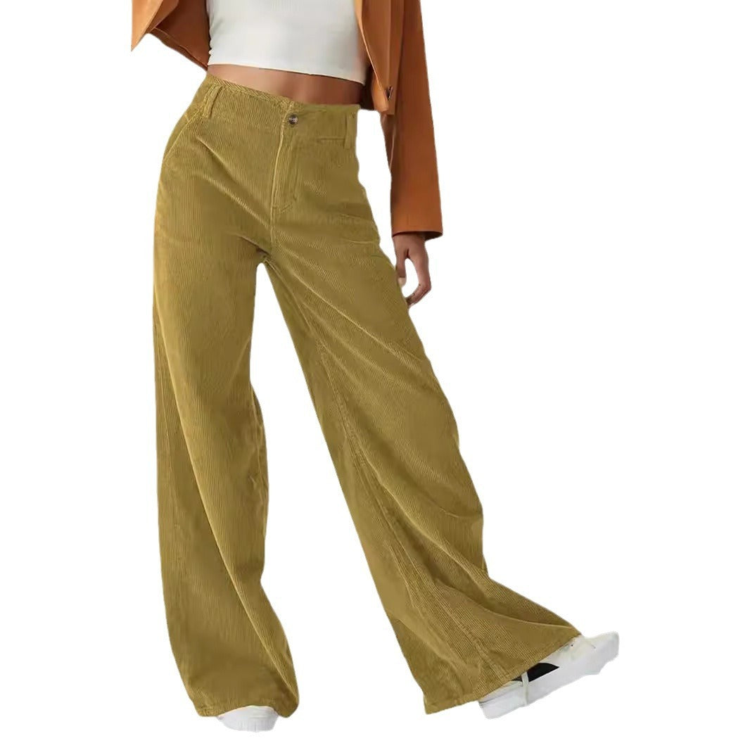 High Waist Drooping Slimming Casual Straight Pants Women's Trousers