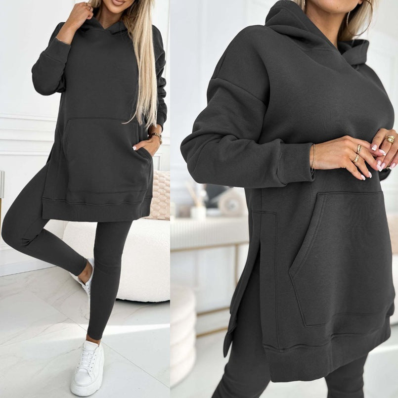 Two-piece Suit Oversized Hooded Tunic Sweater With Matching Leggings sizes S-3XL