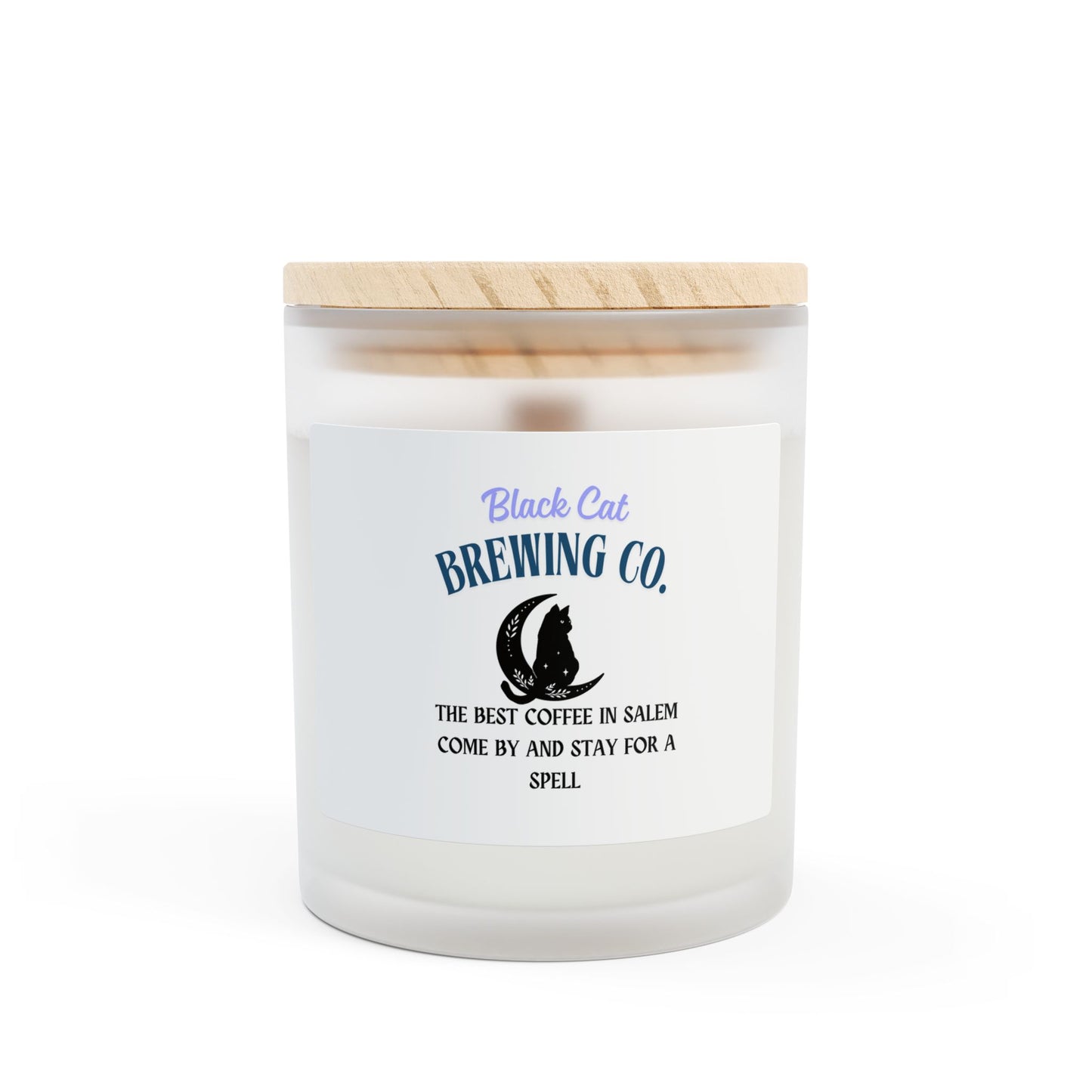 Black Cat Brewing Co Frosted Glass Candle 9 scents to choose from 11 oz frosted glass wood wick