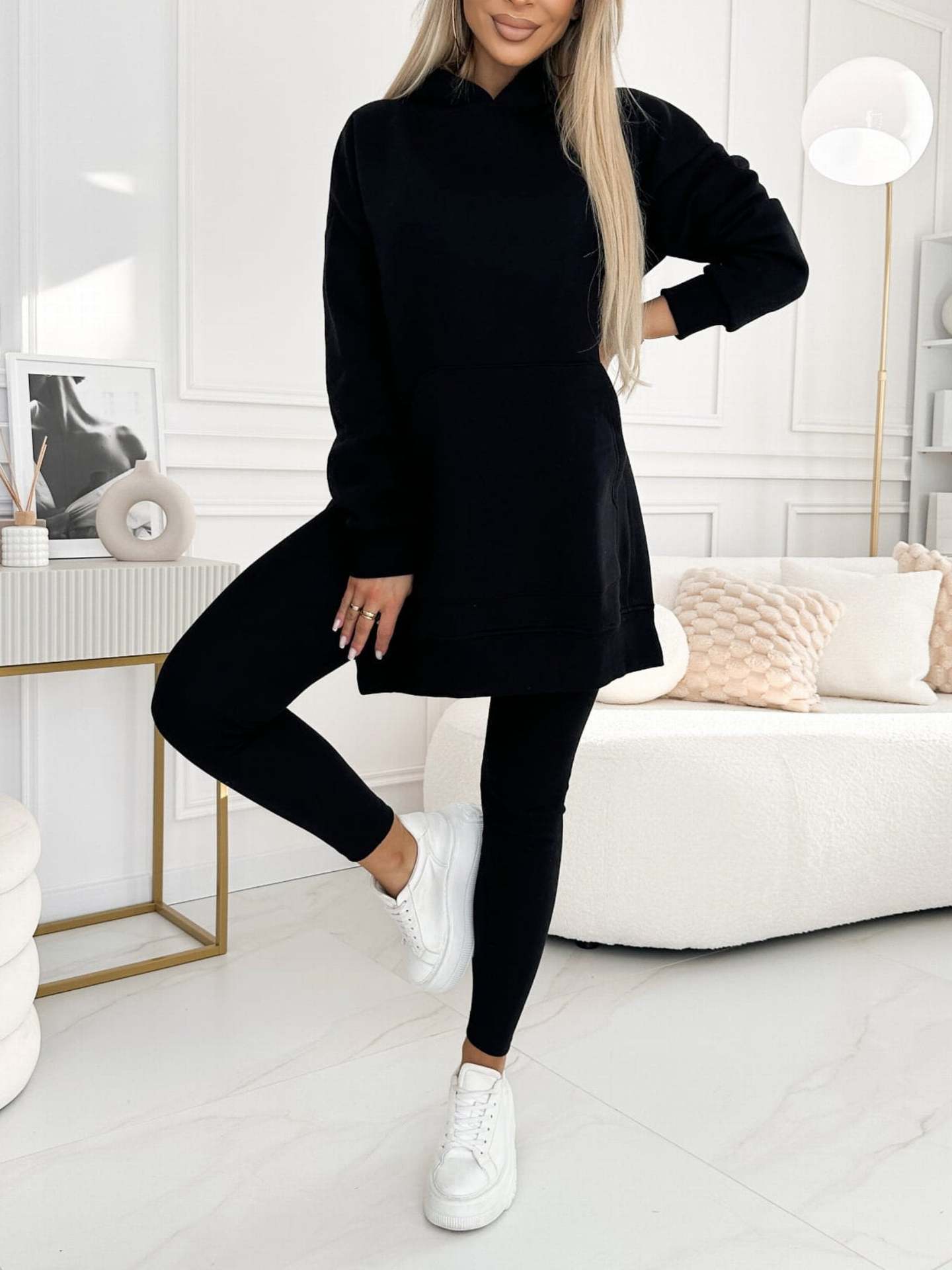 Two-piece Suit Oversized Hooded Tunic Sweater With Matching Leggings sizes S-3XL