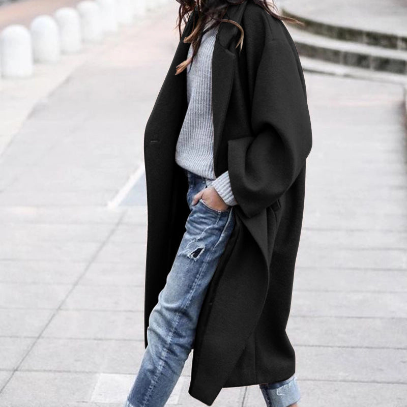 Casual Long Jacket With Pockets Single Breasted Lapel Coat Warm Winter 9 colors Sizes S-3XL