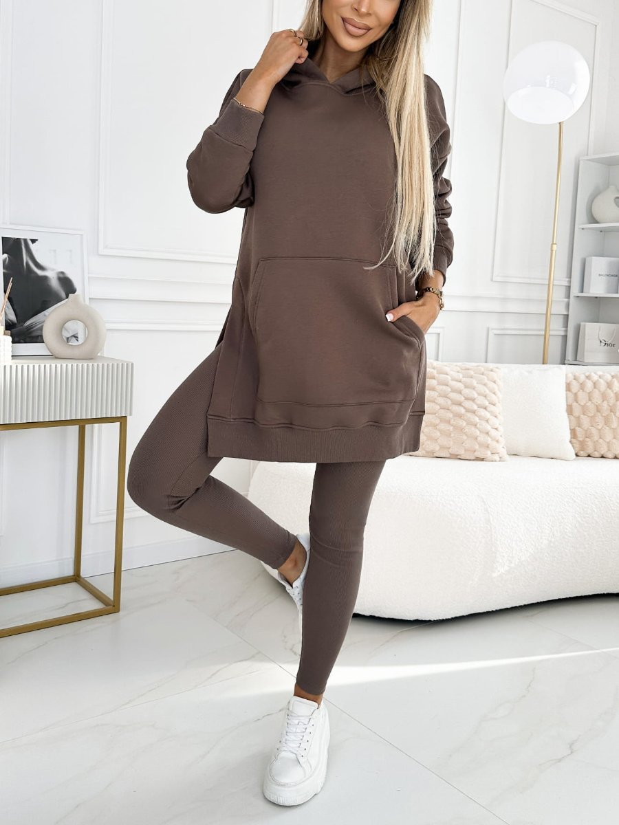 Two-piece Suit Oversized Hooded Tunic Sweater With Matching Leggings sizes S-3XL