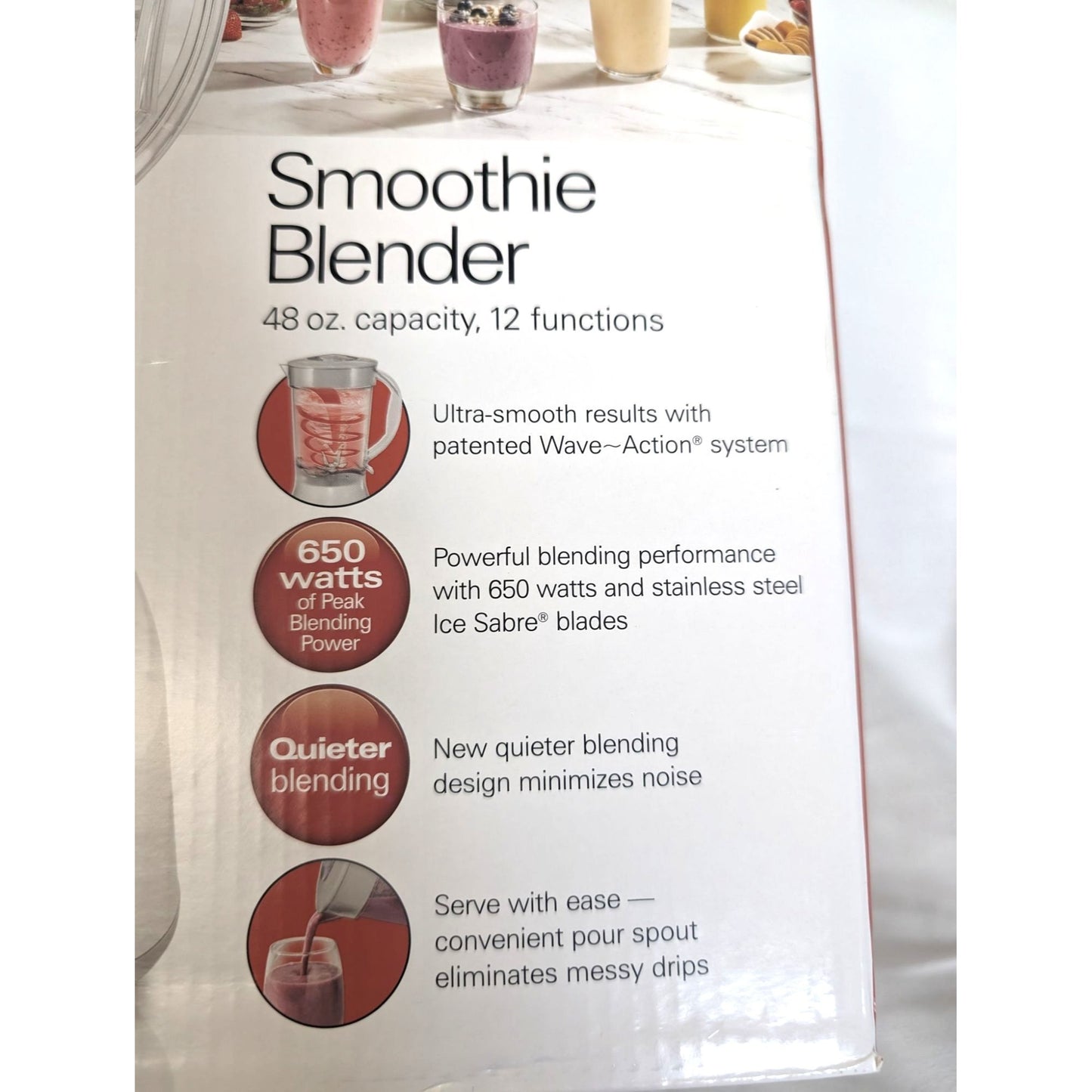 Hamilton Beach Smoothie Blender patented wave action system Ice Sabre blades