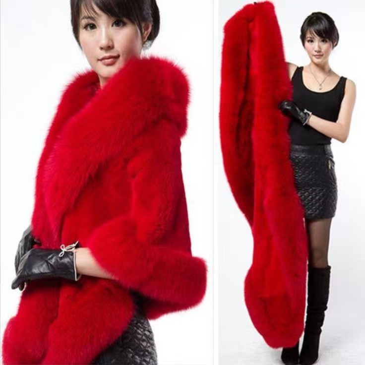 Women Classic Faux Fur Stole Fur Talma Warm Shoulder faux fur trim wrap