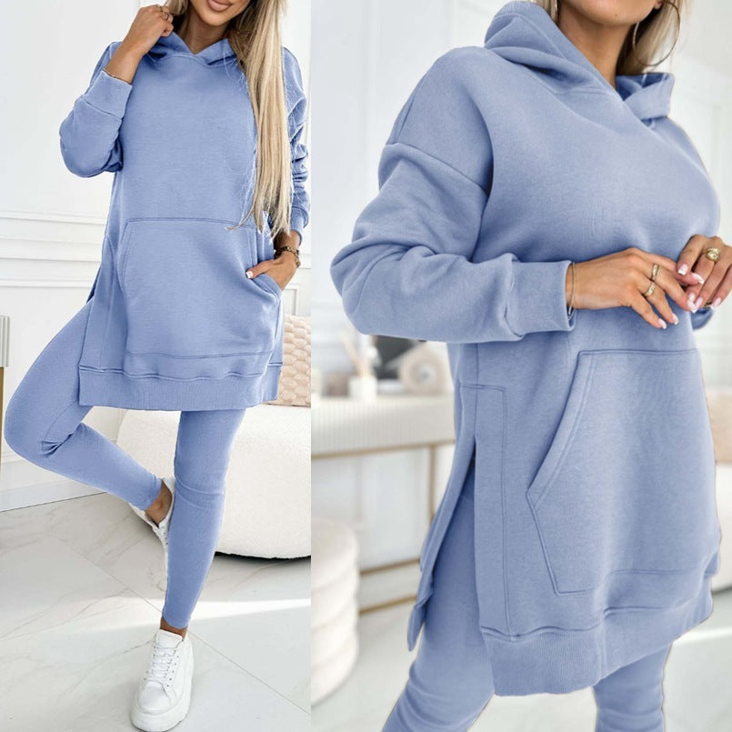 Two-piece Suit Oversized Hooded Tunic Sweater With Matching Leggings sizes S-3XL