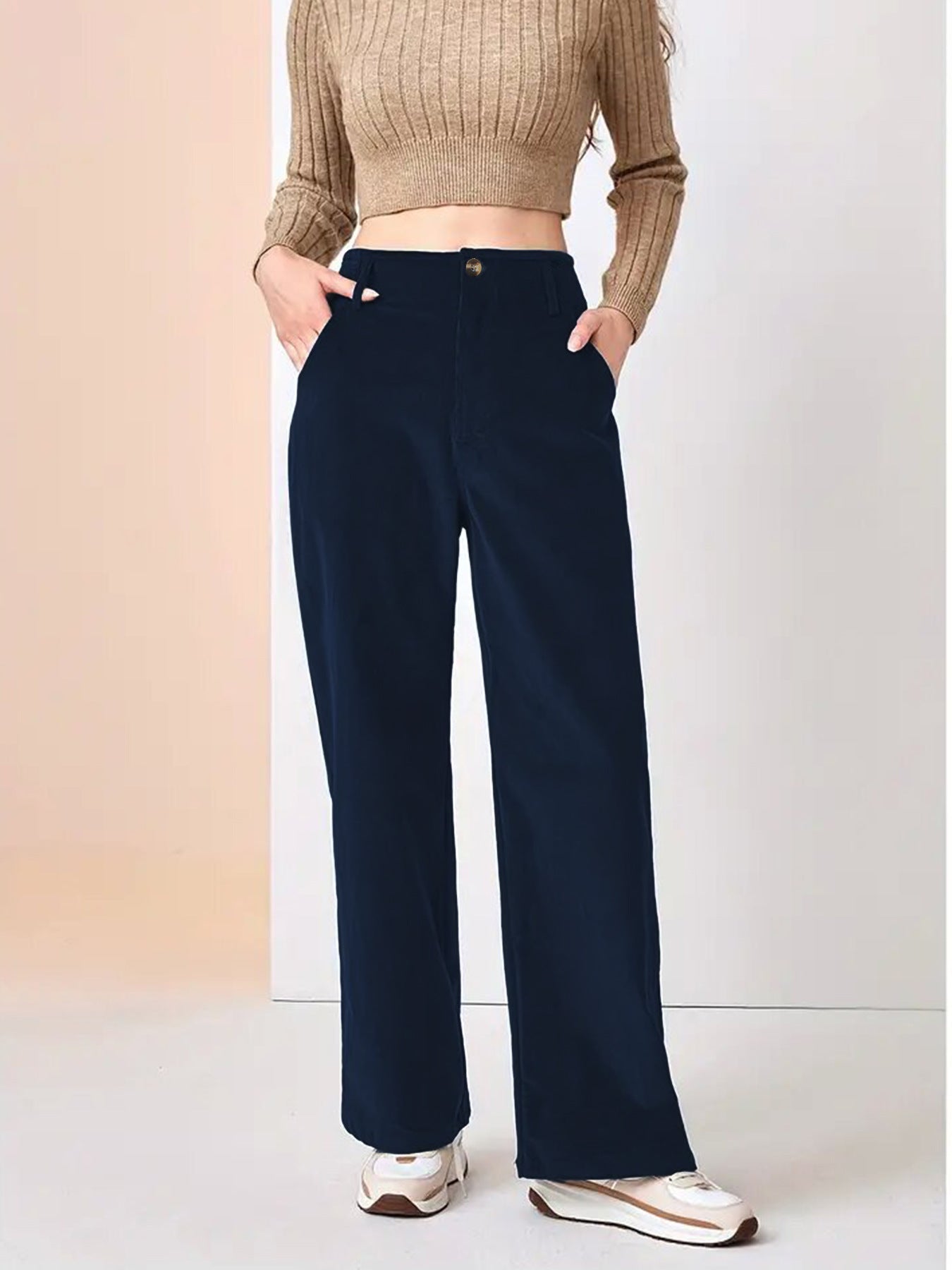 High Waist Drooping Slimming Casual Straight Pants Women's Trousers