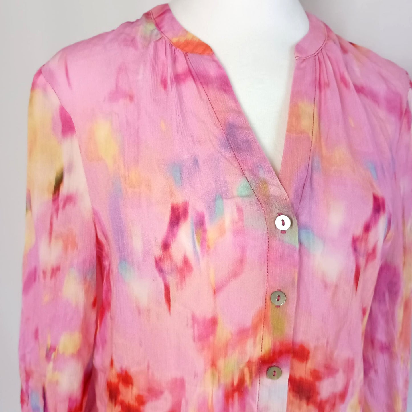 Liverpool Los Angeles button front shirred blouse top size XS