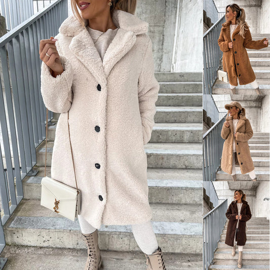 Super Plush Super Soft Super Warm Women's Lapel Plush Jacket Coat 4 Colors Sizes S-5XL