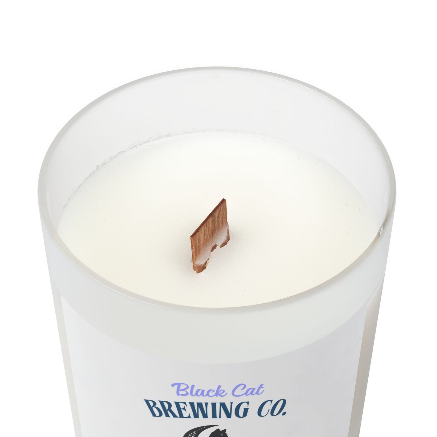 Black Cat Brewing Co Frosted Glass Candle 9 scents to choose from 11 oz frosted glass wood wick