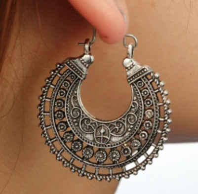 Bohemian Hoop Earrings Dangle Large Round Intricate 7 styles