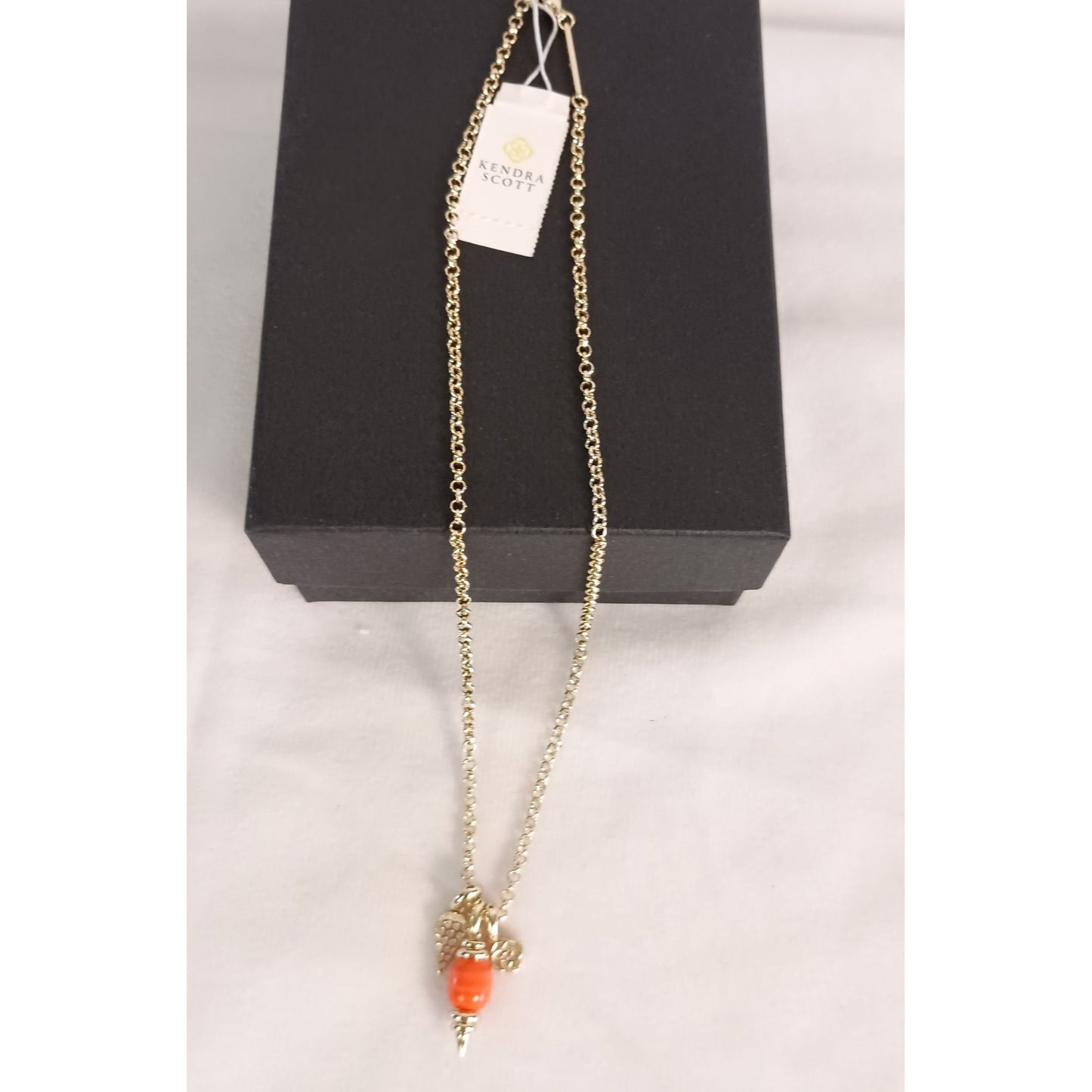 Kendra Scott Demi Gold Charm Necklace in Papaya Mother Of Pearl