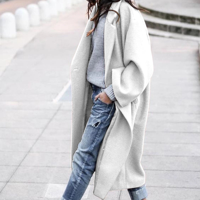 Casual Long Jacket With Pockets Single Breasted Lapel Coat Warm Winter 9 colors Sizes S-3XL