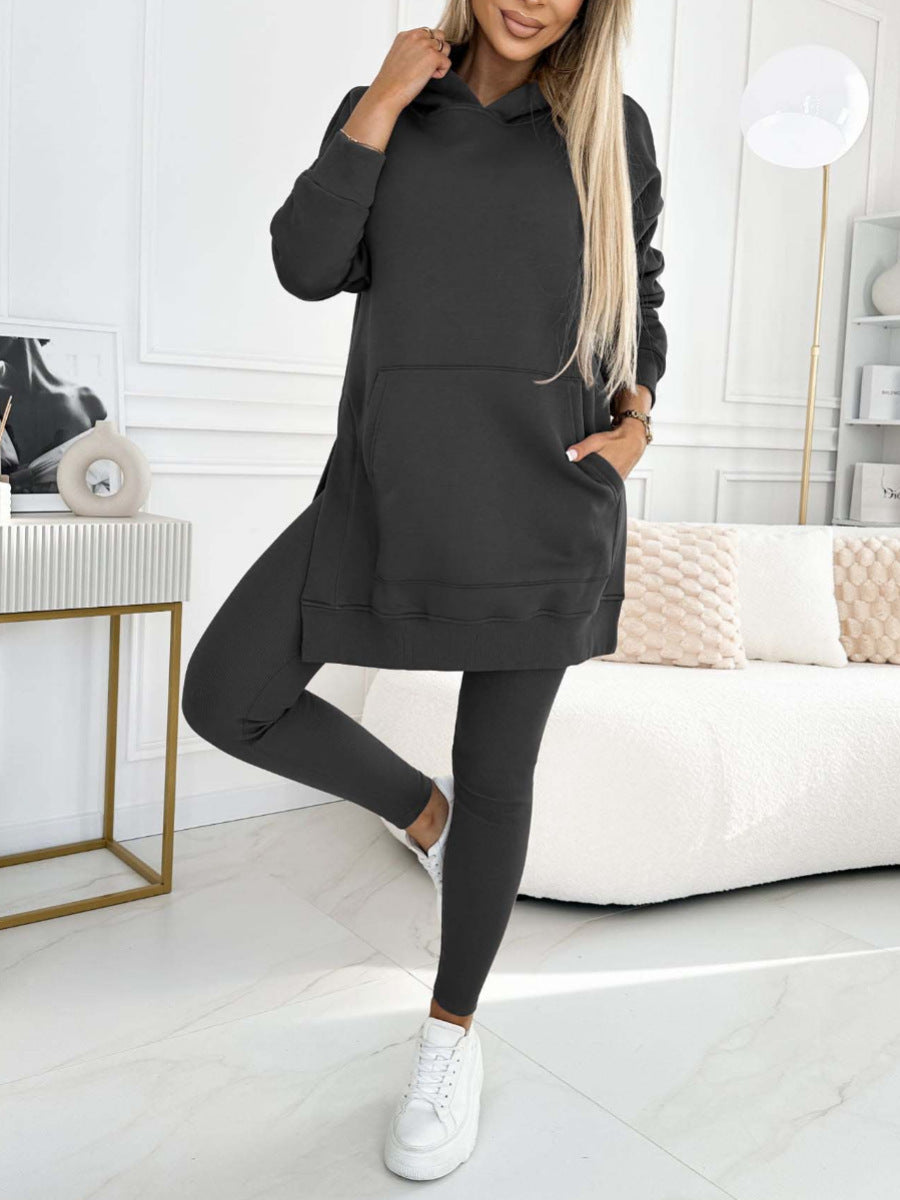 Two-piece Suit Oversized Hooded Tunic Sweater With Matching Leggings sizes S-3XL