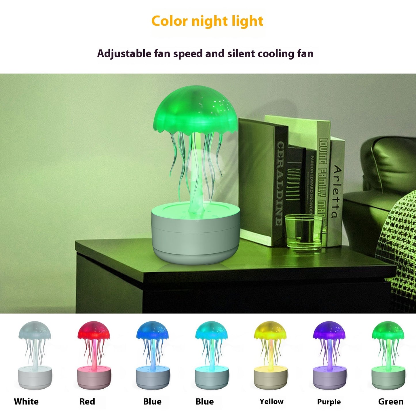 Jellyfish Humidifier Fragrance Diffuser Colorful Night Light Essential Oil Diffuser Home Bedroom Office Air Humidifier