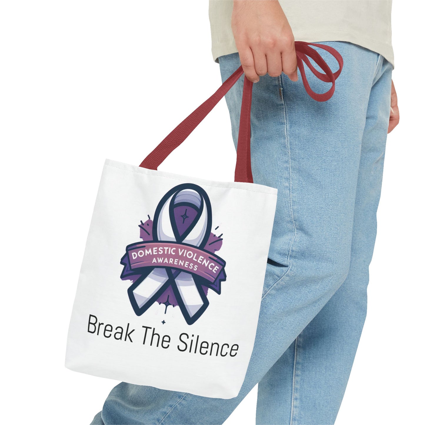 Domestic Violence Awareness Break The Silence Tote Bag 100% polyester All Over Print Medium Weight High Quality Fabric