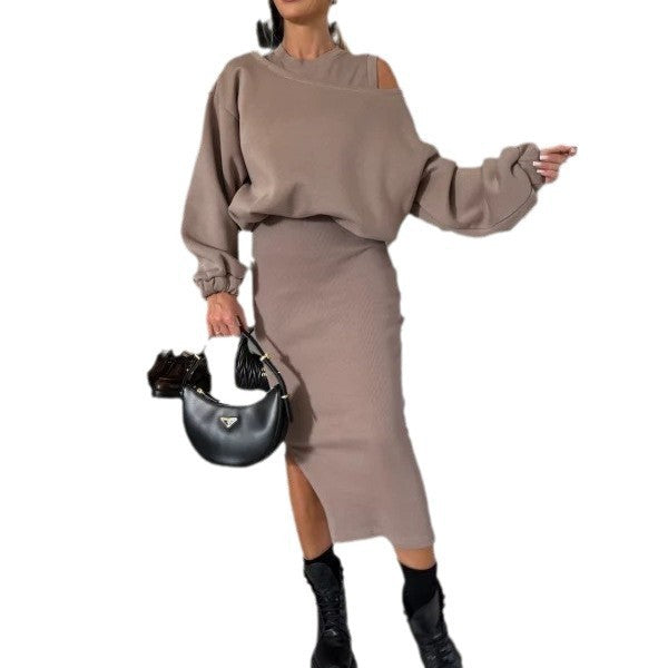 Women 2 Piece Batwing Sleeve Sweater and Dress Outfit Set 4 Colors Sizes S-XL