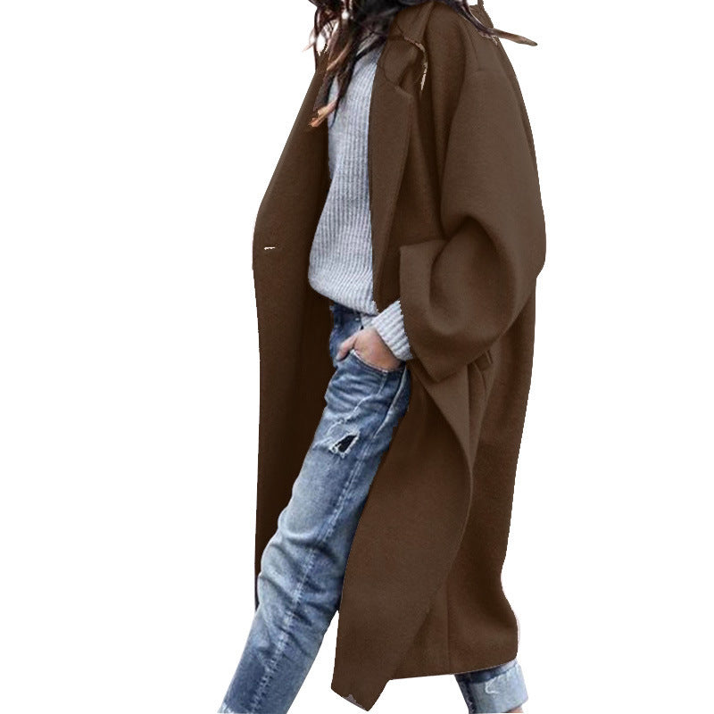 Casual Long Jacket With Pockets Single Breasted Lapel Coat Warm Winter 9 colors Sizes S-3XL