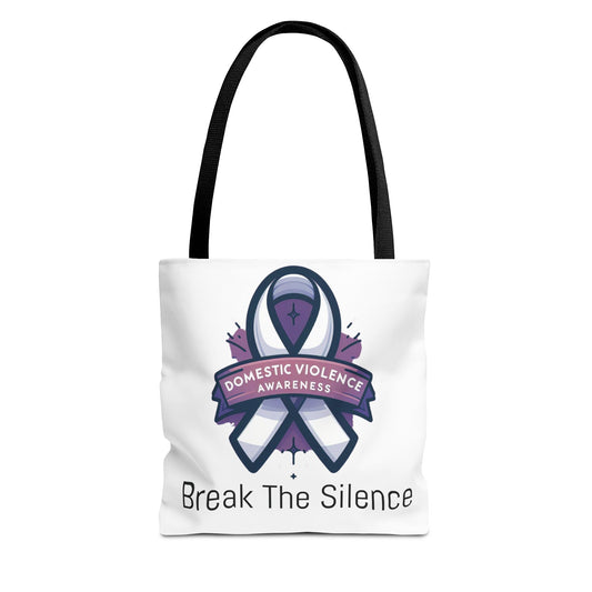 Domestic Violence Awareness Break The Silence Tote Bag 100% polyester All Over Print Medium Weight High Quality Fabric