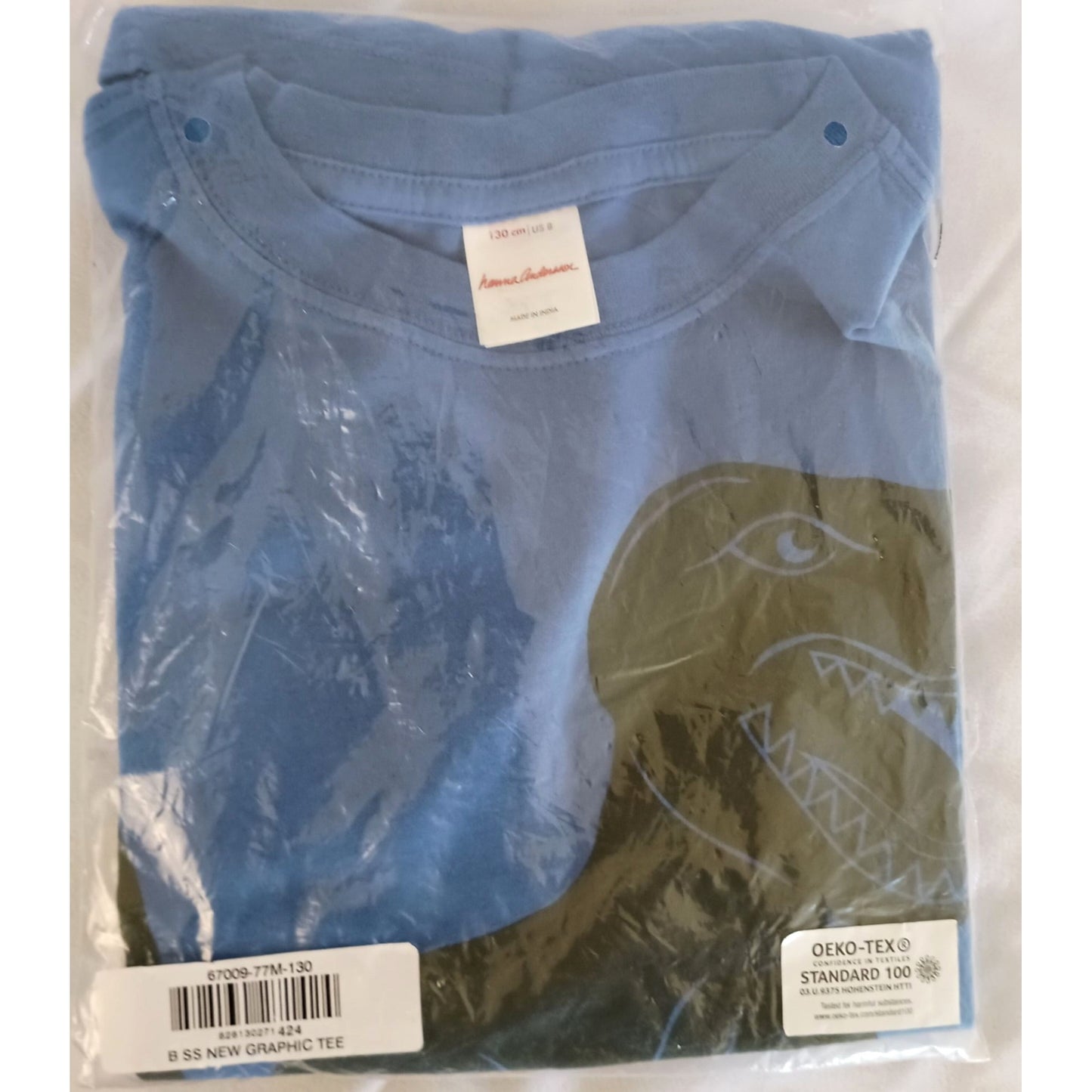 Hanna Andersson dinosaur t-shirt 100% cotton blue New size 8