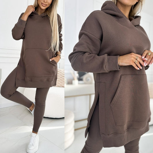 Two-piece Suit Oversized Hooded Tunic Sweater With Matching Leggings sizes S-3XL