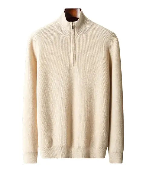 Men Quarter Zip High Neck Super Soft Super Warm 100% Merino Wool Sweater Sizes S-3XL