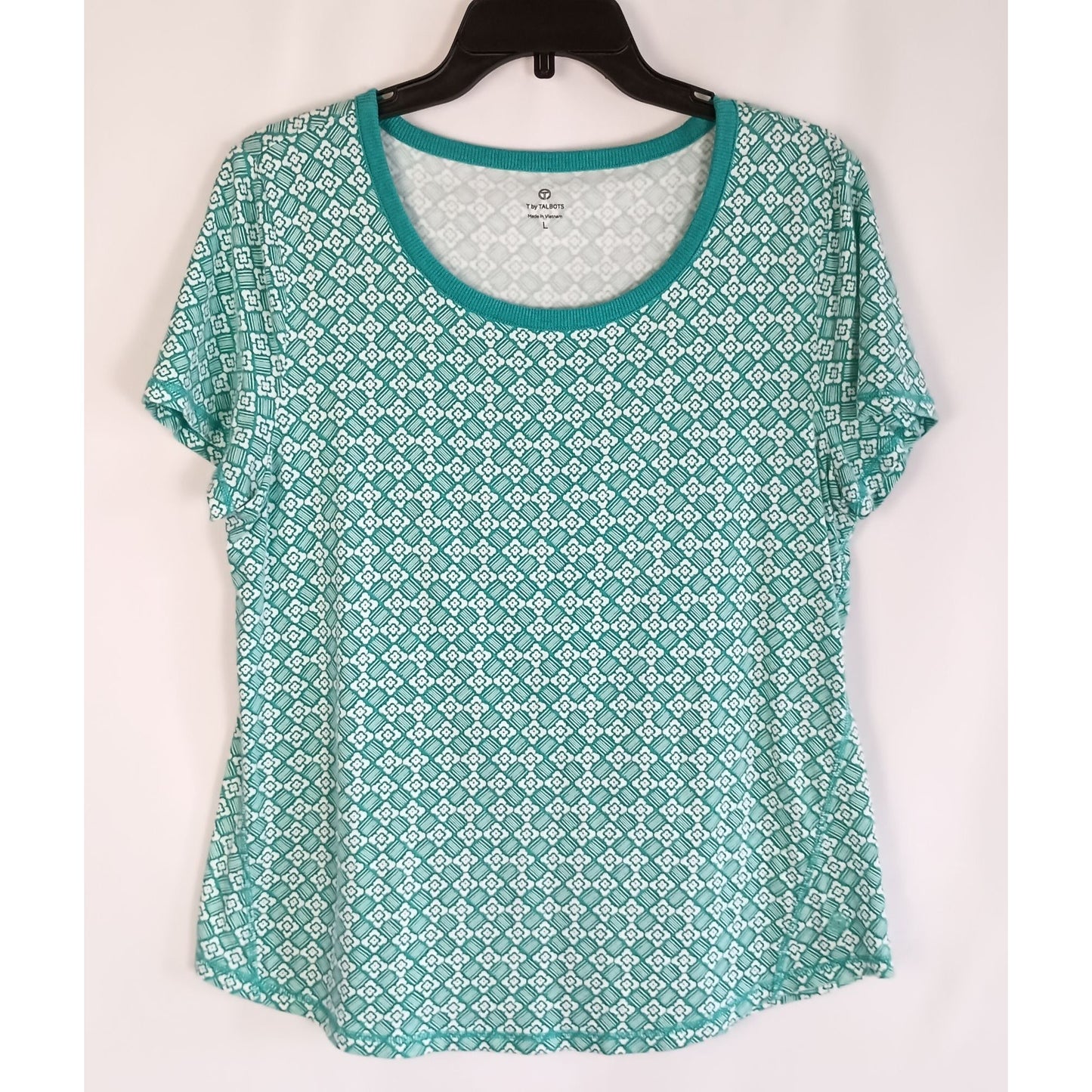 T by Talbots green scoop neck activewear top blouse women size L