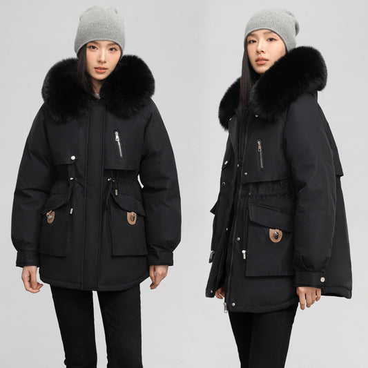 Women Fleece-lined Faux Fur Collar Parka winter warm snow ski 4 colors Sizes M-3XL