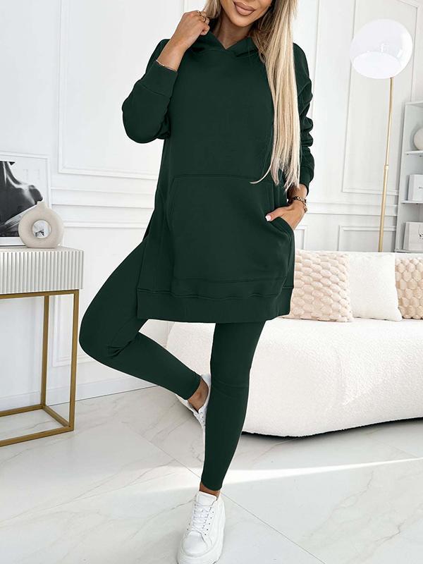 Two-piece Suit Oversized Hooded Tunic Sweater With Matching Leggings sizes S-3XL