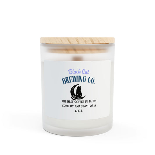 Black Cat Brewing Co Frosted Glass Candle 9 scents to choose from 11 oz frosted glass wood wick