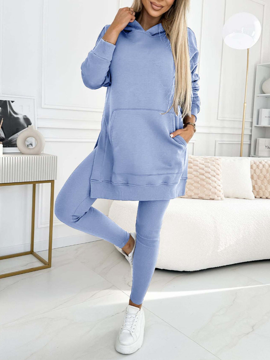 Two-piece Suit Oversized Hooded Tunic Sweater With Matching Leggings sizes S-3XL