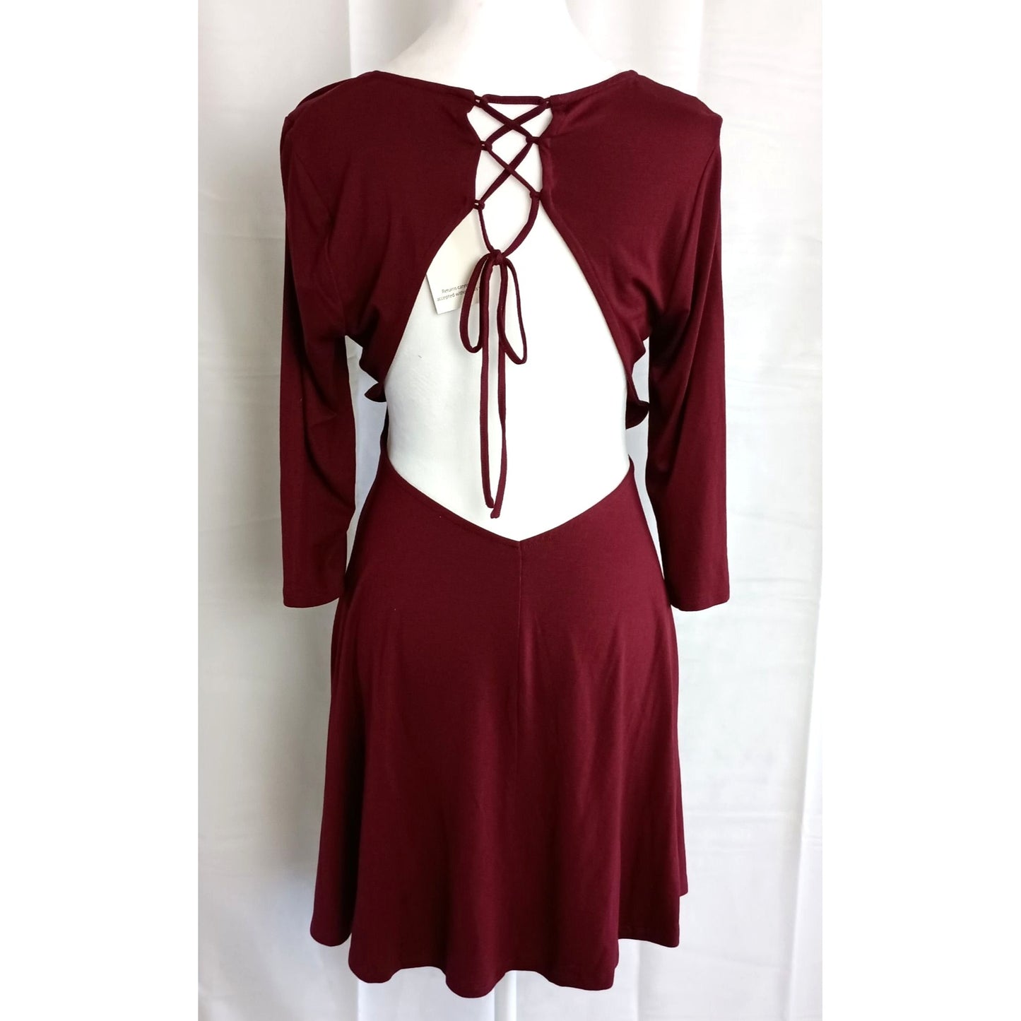 Tobi open back lace up detail burgundy cocktail party dress size L