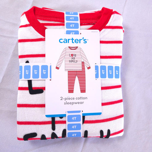 Carters Love My Family 2 piece sleepwear red white New size 4T