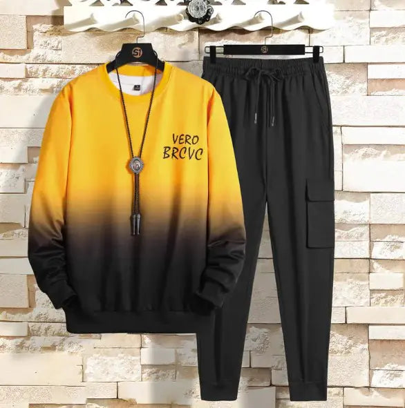 Men Ombnre 2 Pc Sweatshirt and Jogger Pants Set Relaxed Fit Ankle Strap  5 colors Sizes M-5XL