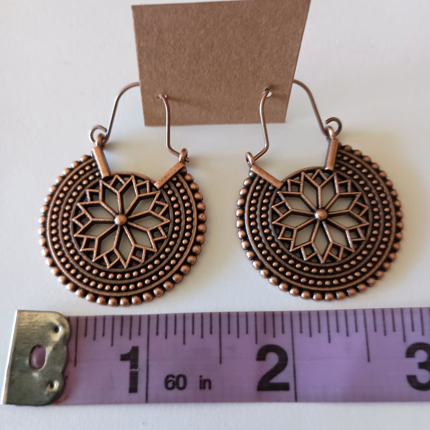 NEW Bronze Boho Mandala Round Hoop Earrings – Elegant & Earthy