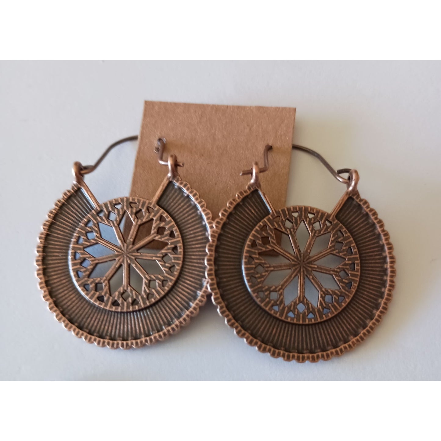 NEW Bronze Boho Mandala Round Hoop Earrings – Elegant & Earthy