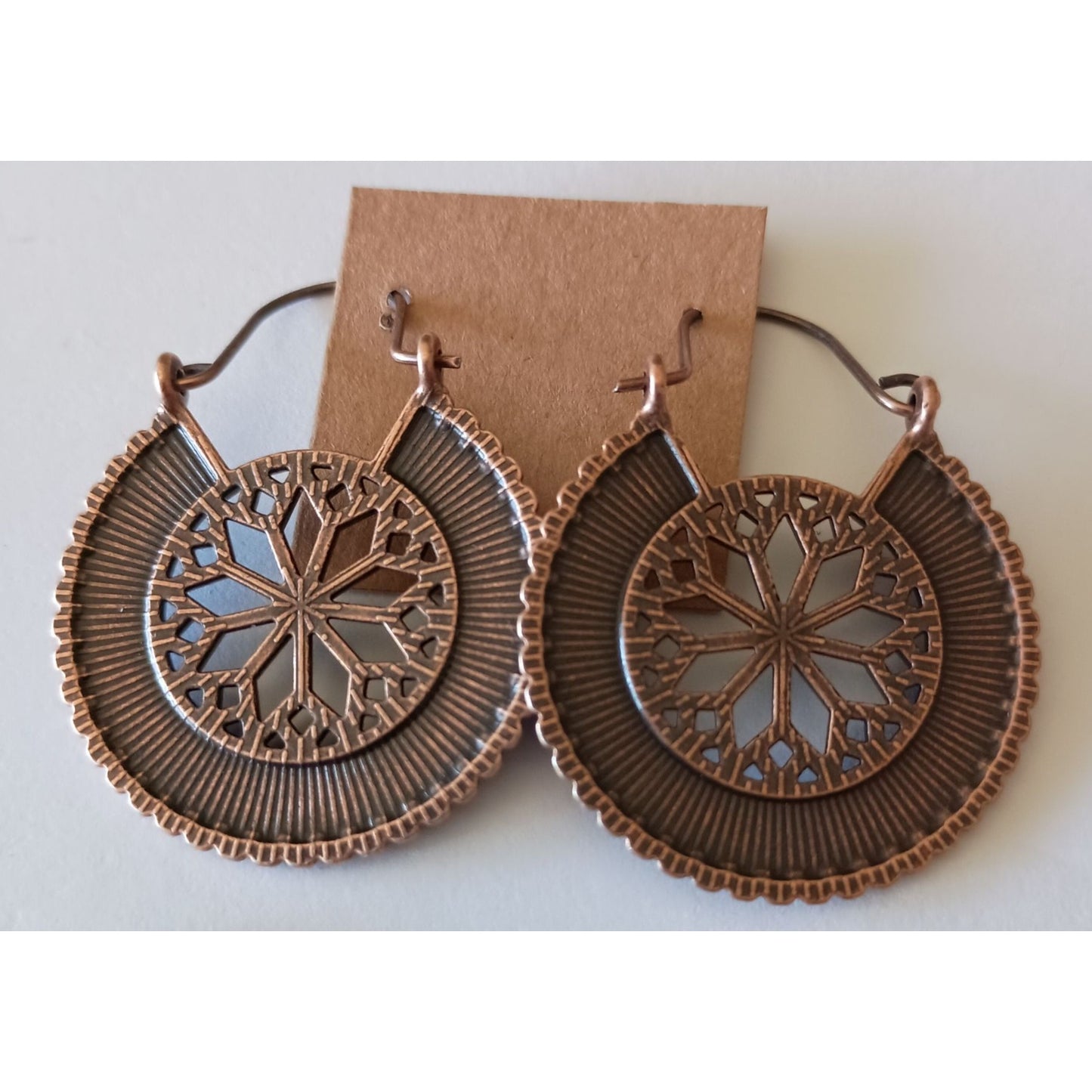 NEW Bronze Boho Mandala Round Hoop Earrings – Elegant & Earthy