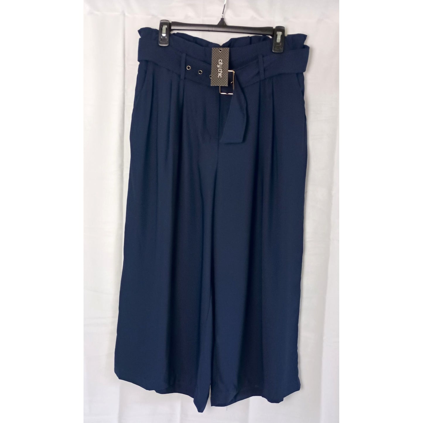 City Chic paperbag waist wide leg high rise easy pants cropped size 16