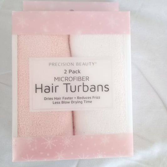 NEW Precision Beauty 2 Pack Microfiber Hair Turbans Reduce Frizz