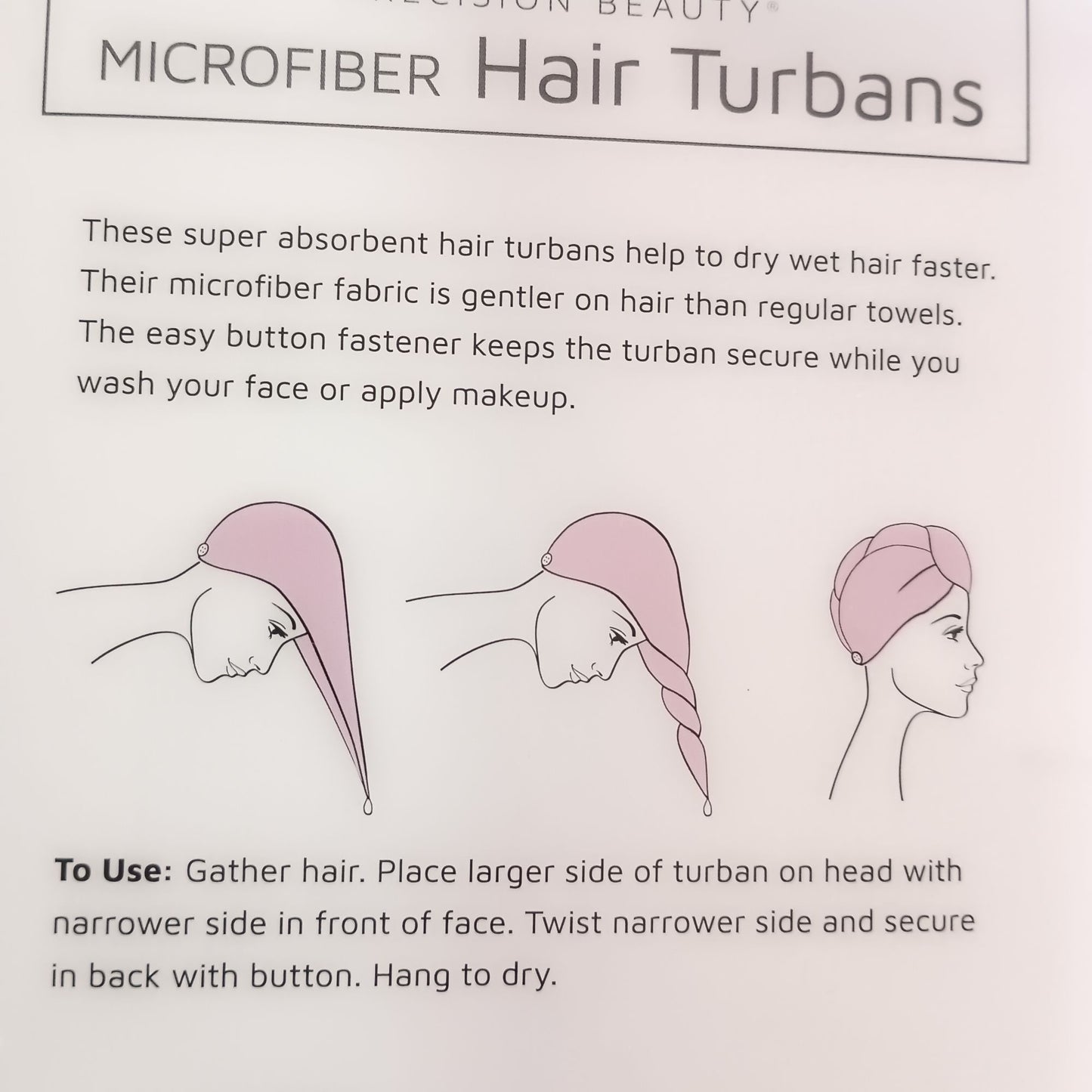 NEW Precision Beauty 2 Pack Microfiber Hair Turbans Reduce Frizz